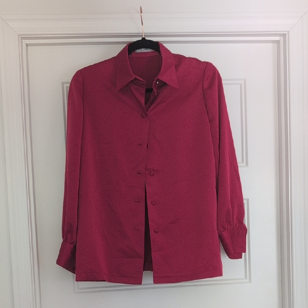 Elegant Red Button-Up Blouse